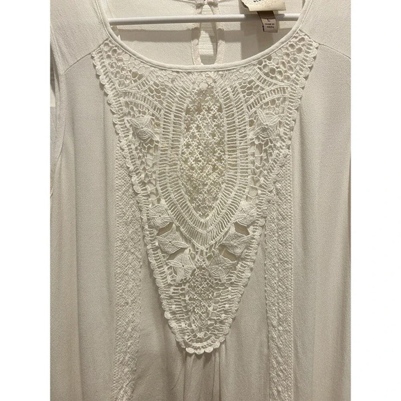 Knox Rose Flowy Tank Lace Keyhole Button Rayon Women’s Size Large - Picture 2 of 6